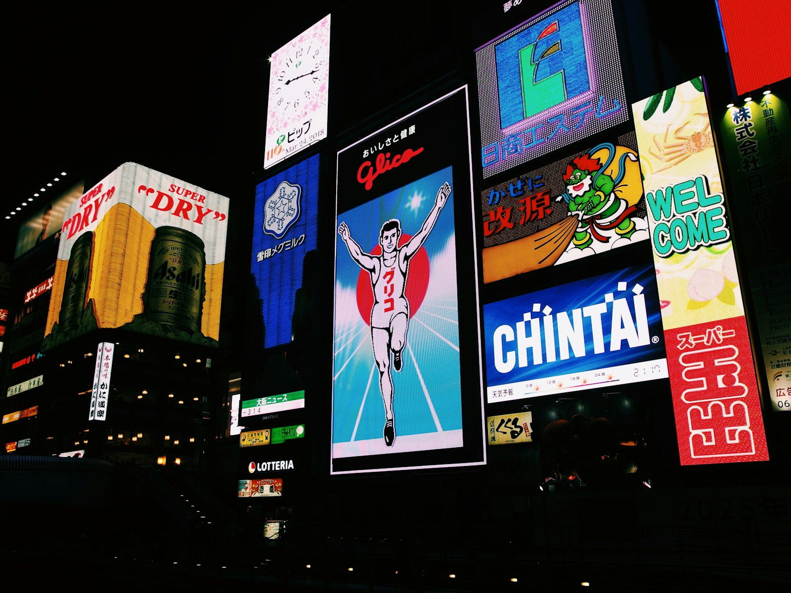 New York Times Square digital billboards at dusk